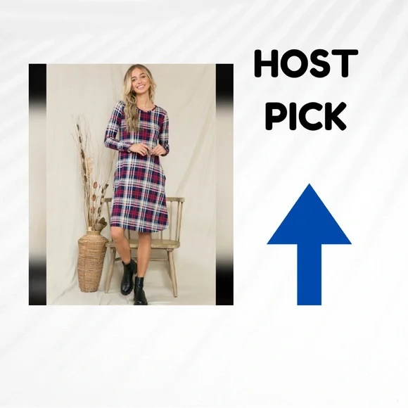 Women's Casual Plaid Dress - Picture 2 of 3
